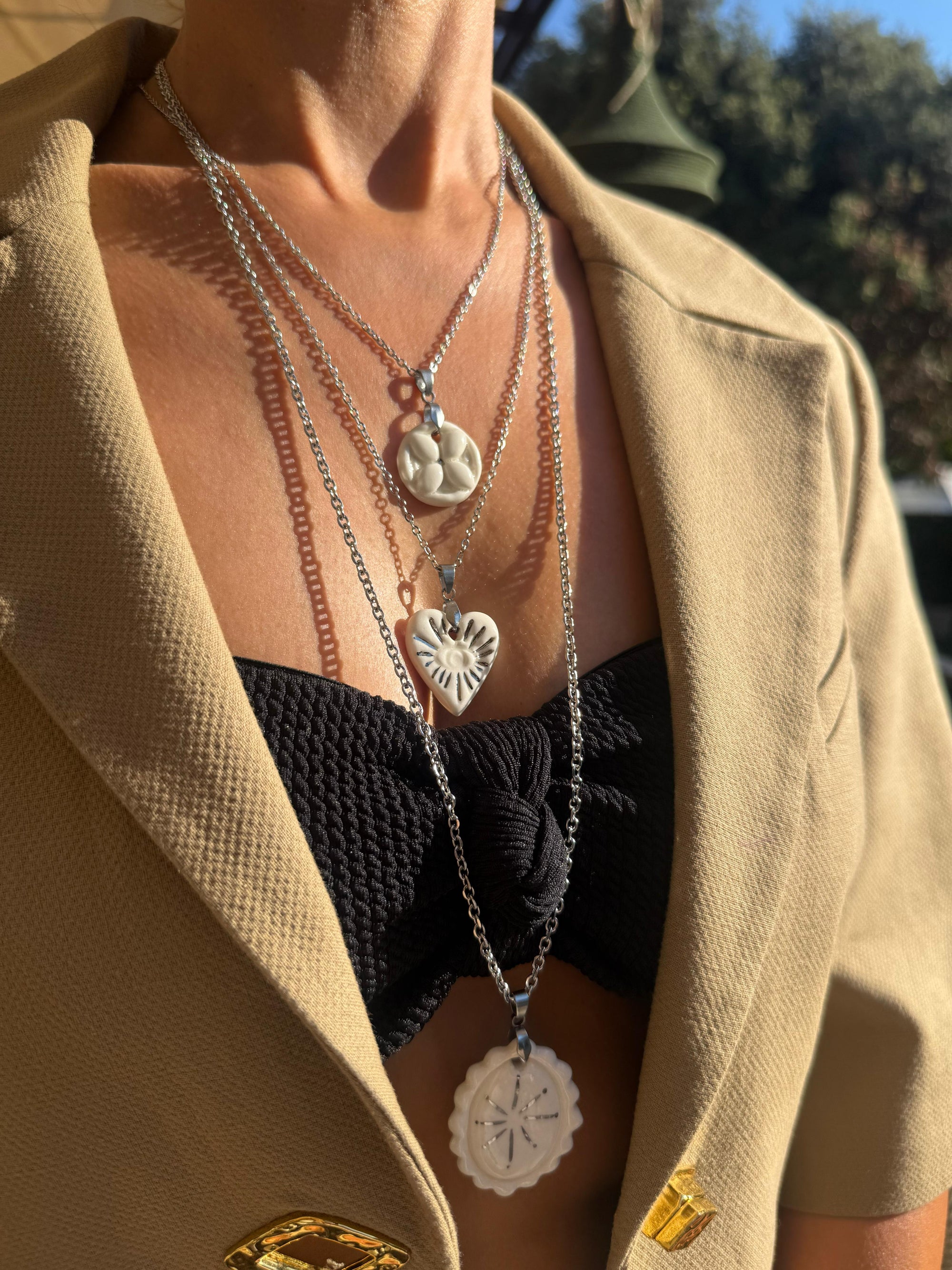 Collier cœur platine