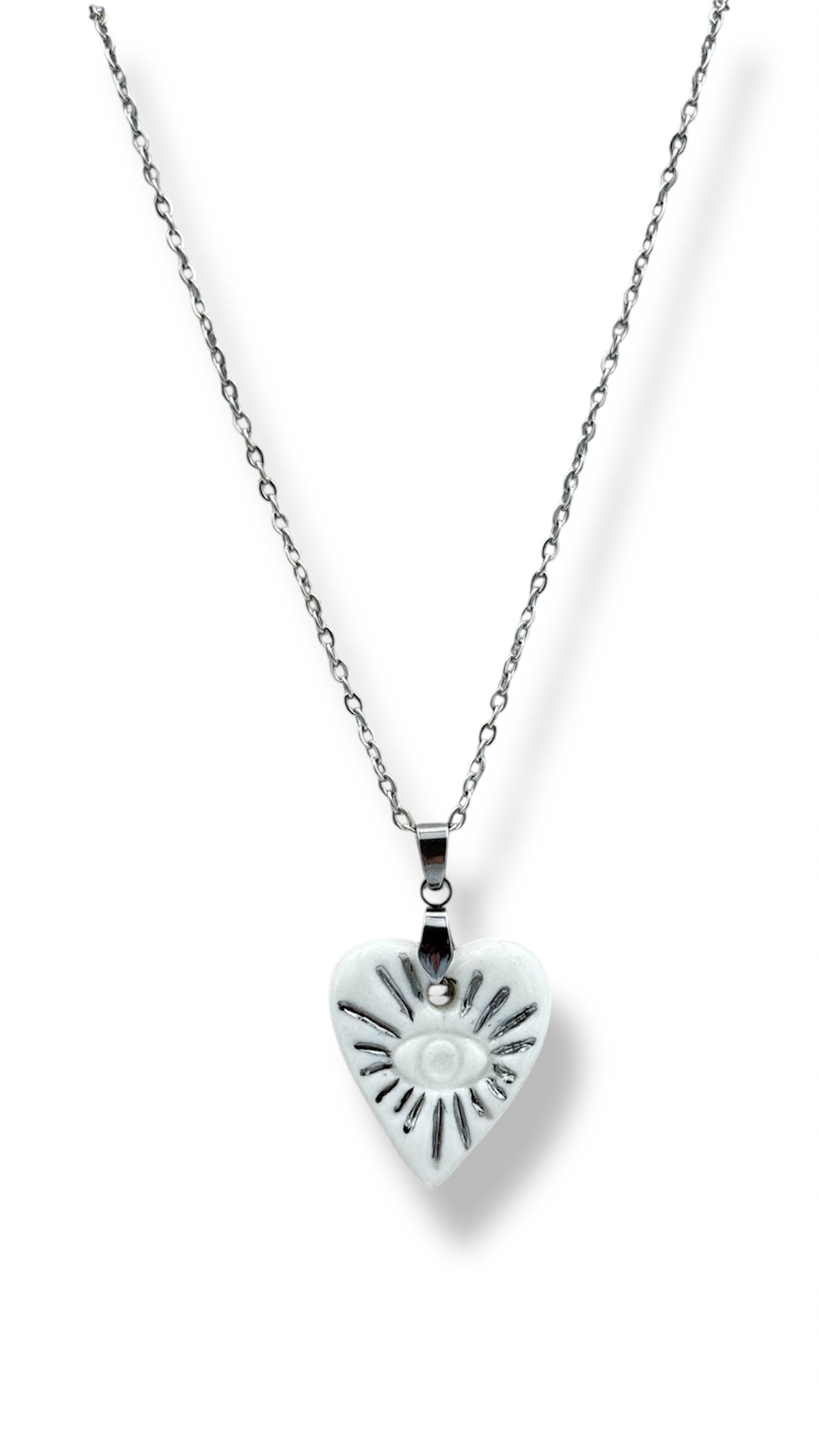 Collier cœur platine
