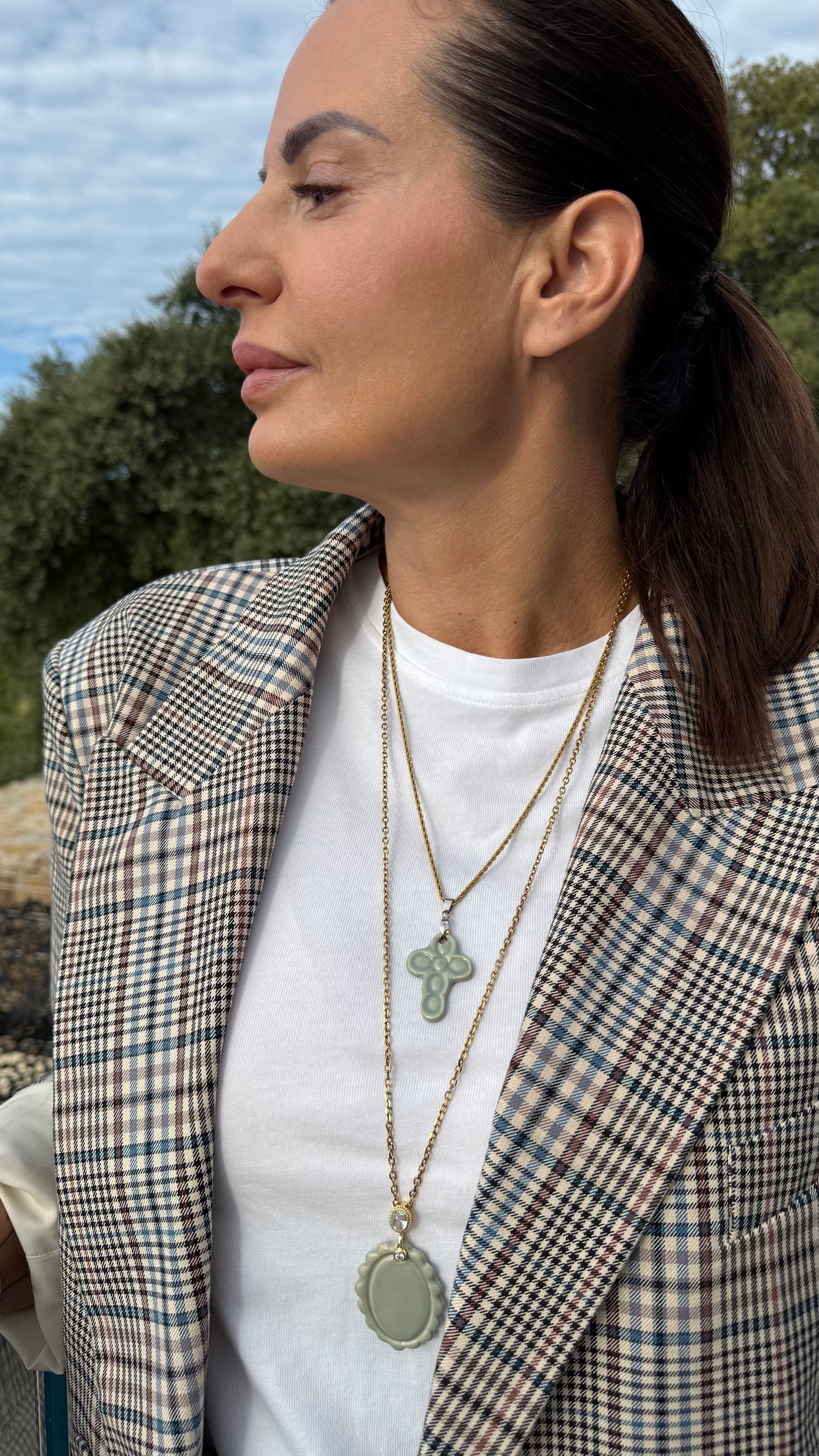 Collier croix blue